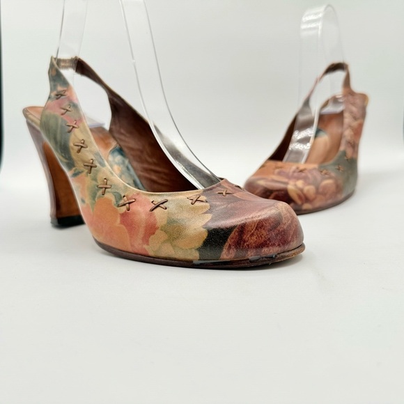 JOHN FLUEVOG PRODIGY FLORAL SLINGBACK HEELS BLOCK HEELS MADE IN PERU SIZE 10.5 - Picture 10 of 12